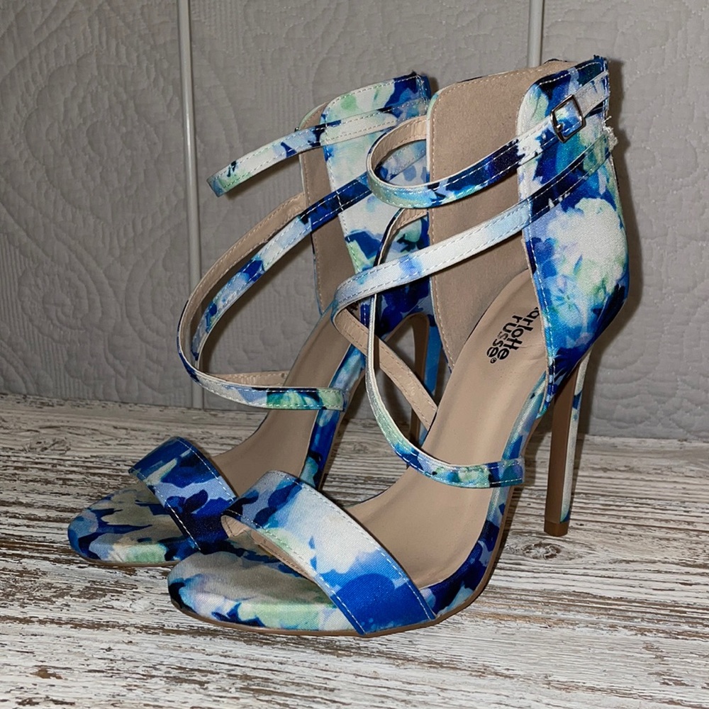 Blue Floral Strappy Charlotte Russe Heels